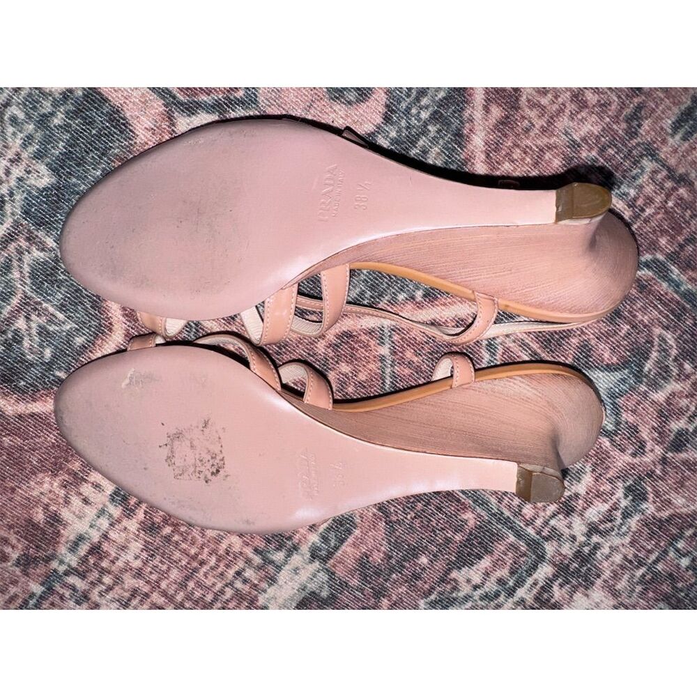 Prada Pink Strappy Wedge Sandals - Picture 9 of 11